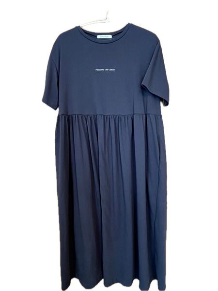 ルームウェア ワンピース 半袖ワンピース M ネイビー