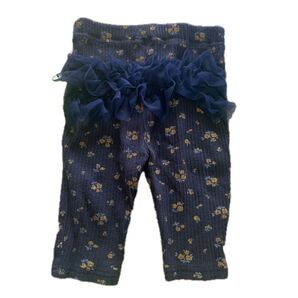 キッズ スパッツ ネイビー 小花柄 チュール