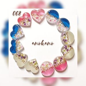 *068 ハンドメイド マグネット レジンパーツ セット ドライフラワー 押し花 素材 チャーム