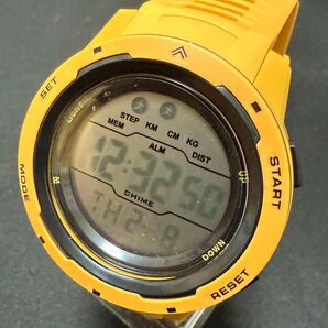 新品 ビックフェイスデジタルウォッチ ラウンドフェイス メンズ腕時計 イエローY