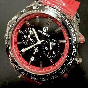 新品 AOCASDIY オマージュクロノグラフウォッチ ラバーストラップ メンズ腕時計 レッド R43