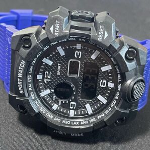 新品 SPORT WATCH デジタルウォッチ ビックフェイス メンズ腕時計 ブラック&ブルー