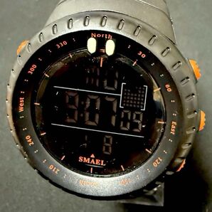 新品 SMAEL オマージュビッグフェイスデジタルウォッチ メンズ腕時計オレンジ