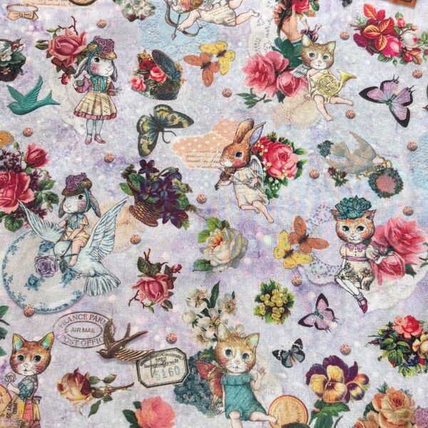 ジョリーフルール JOLIFLUR LA TOILE マイリトルテイラー 生地 ハギレ ねこ うさぎ ハンドメイド 191