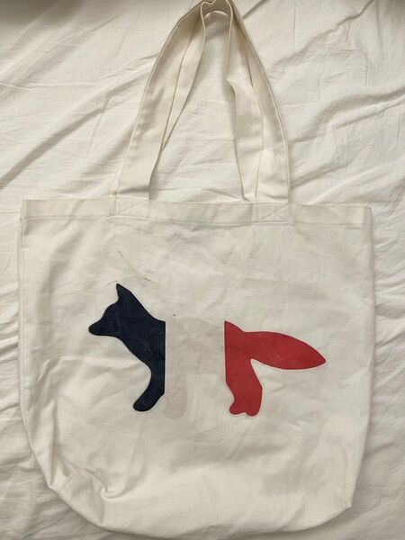 【最終値】MAISON KITSUNE paris ホワイト フランス柄 トートバッグ