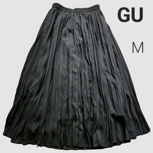 GUジーユー プリーツミディスカート ブラック M シフォン