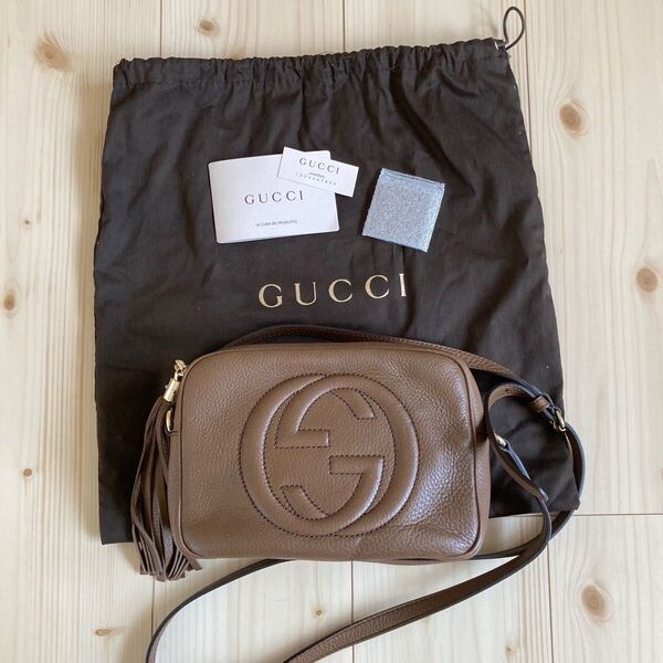 【美品】"早い者勝ち" GUCCI SOHO ブラウン ショルダーバッグ