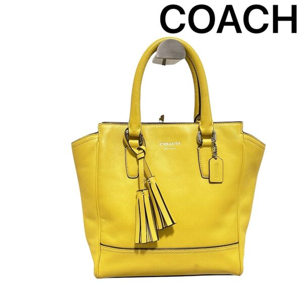 【COACH】 コーチ レザー ハンドバッグ トートバッグ ショルダーバッグ 肩掛けかばん イエロー 黄色