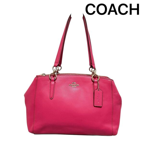 【COACH】 コーチ トートバッグ ショルダーバッグ レザー 2way キャリーオール バッグ ハンドバッグ ピンク