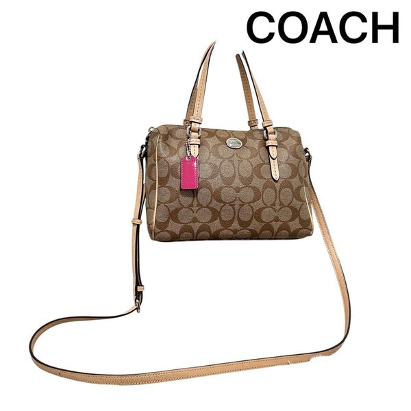 【COACH】 コーチ シグネチャー ハンドバッグ ショルダーバッグ 2WAY ミニ 斜めがけショルダーバッグ ベージュ ブラウン