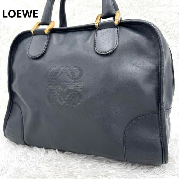 ロエベ アマソナ 32 ハンドバッグ ミニボストン A4 LOEWE レザー アナグラム 黒