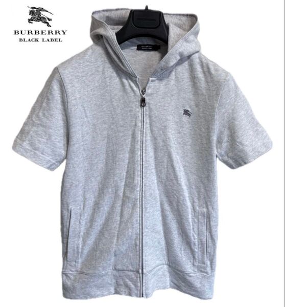 BURBERRY BLACK LABEL バーバリーブラックレーベル ライトスウェット S/S ロゴ刺繍 フーデットパーカー 2