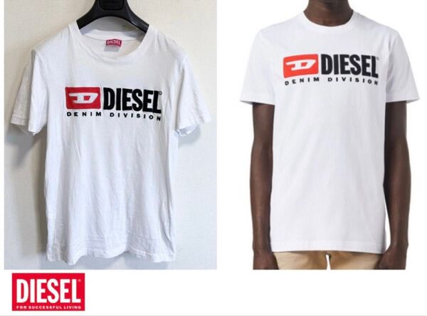 定価13,200円 DIESEL ディーゼル T-DIEGOR-DIV リラックスフィット ヴィンテージロゴ Tシャツ WHITE