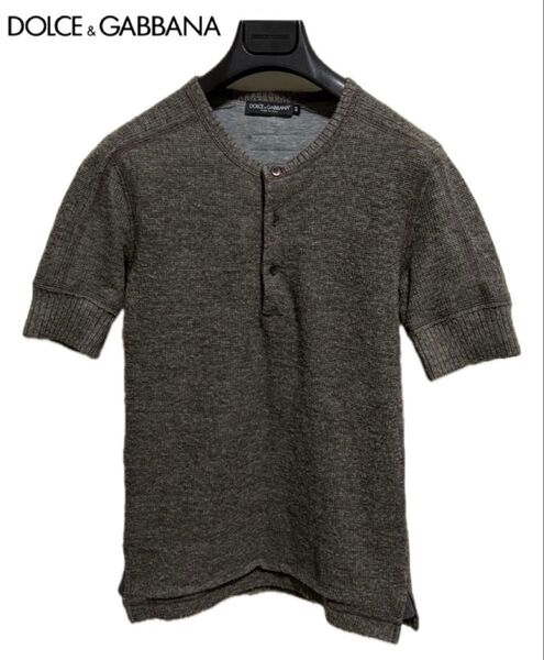 DOLCE&GABBANAドルチェ&ガッバーナ ヘンリーネック ニット×カットソードッキング デザインTシャツ 44 ITALY