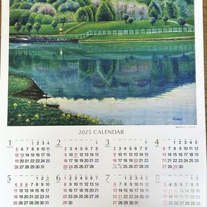 お値下げしました 銀行カレンダー2025ポスター型 北海道鏡池のほとり 絵・唐澤和子1枚もの大判 折り畳み発送 新生活 引越し