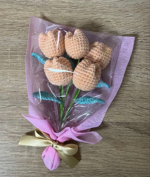 チューリップの花束 枯れない花 ニットフラワー ブーケ 毛糸 ハンドメイド