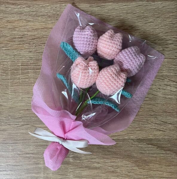 チューリップのブーケ 枯れない花 ニットフラワー 花束 毛糸 ハンドメイド