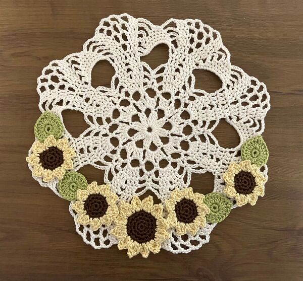 ひまわりのドイリー レース編み ハンドメイド