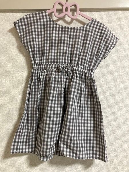 チェック柄半袖ワンピース 100cm 子供服 幼稚園 保育園