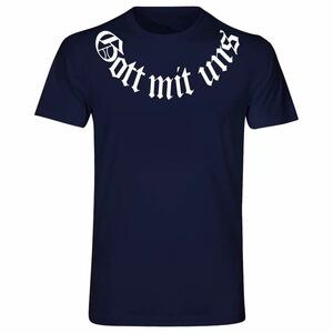 Gott Mit Uns Tシャツ Mサイズ 黒　送料込み 新品　バイカー　アウトロー　ナチス　ハーレーCamisetas Hombre 夏　ファッション　半袖