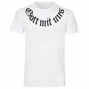 Gott Mit Uns Tシャツ 送料込み Mサイズ 白　新品　メンズ　バイカー　アウトロー　ナチス Camisetas Hombre 夏　ファッション　半袖