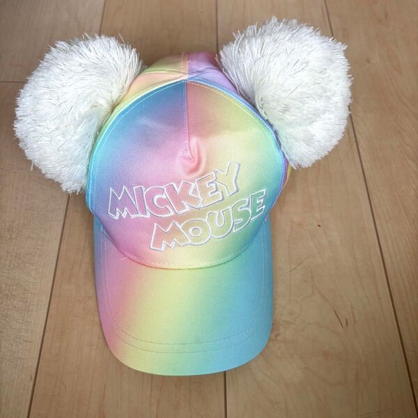 Disney ディズニー ファンキャップ ポンポンキャップ 帽子 レインボー