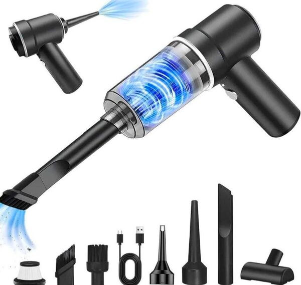 人気 ハンディクリーナー 車 掃除機 コードレス 強力吸引 黒 Type-C充電