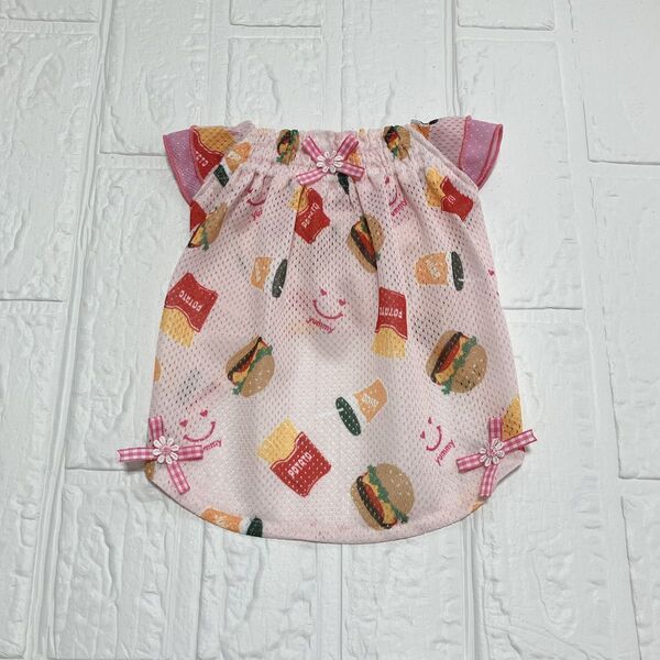犬服ハンドメイド ⑪メッシュギャザースモックSS