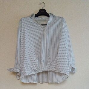 3Lサイズ GLOBAL WORK ストライプ柄ブラウス