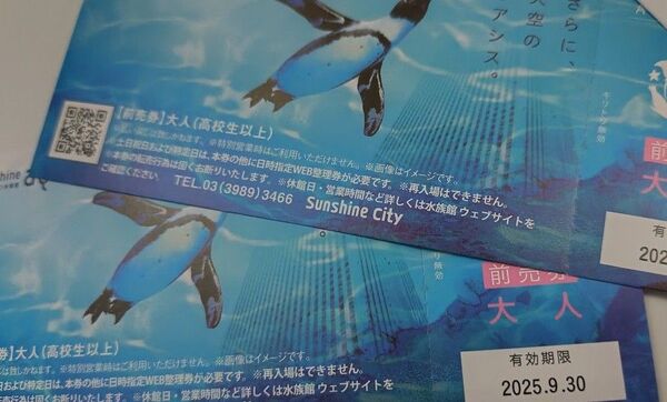 サンシャイン水族館 チケット 大人2枚