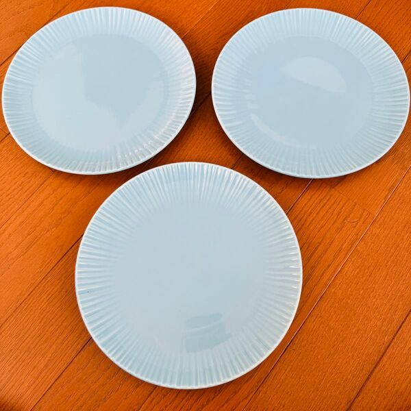 中古 中皿プレート 3枚セット 水色 洋食器