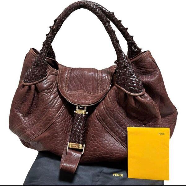 FENDI (フェンディ) スパイ ズッカ柄 ハンドバッグ レザー ヴィンテージ トートバッグ
