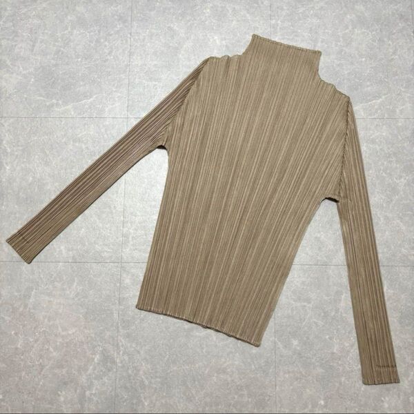 プリーツプリーズ イッセイミヤケ ハイネック カットソー ブラウン 茶 長袖 PLEATS PLEASE ISSEY MIYAKE