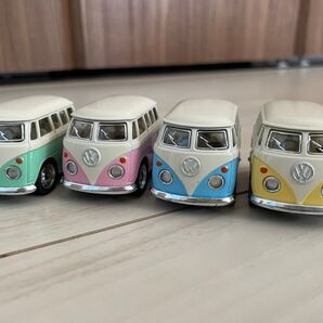 ミニカー バス フォルクスワーゲン風 プルバック パステルカラー 4色セット