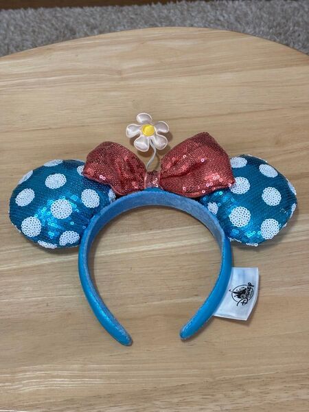 上海ディズニー ミニーマウス カチューシャ 水色 ドット