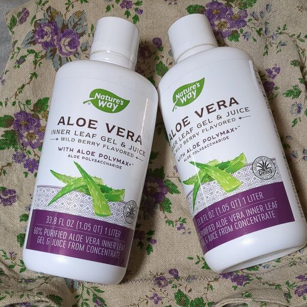 ◆タイムSALE!Nature's Way アロエベラ、ジェル&ジュース, ワイルドベリー・フレーバー 1リットル 2本セット