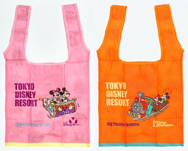 【購入済】東京ディズニーリゾート限定 カプセルトイ パークアトラク第2弾エコバッグ 絨毯&鉱山列車 2種セット