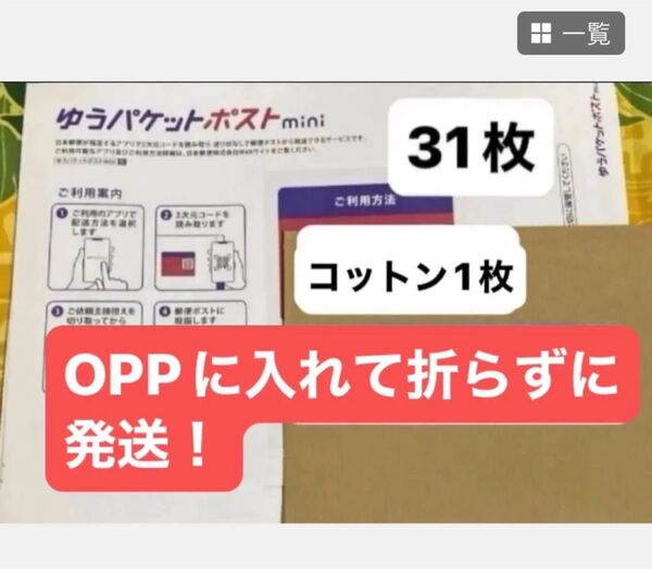 コットン 1枚ゆうパケットポストmini 専用封筒 31枚