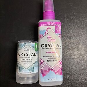 デオドラントセット 40g デオドラントスティック 118ml ボディスプレー 無香料 クリスタル crystal 天然ミネラル塩