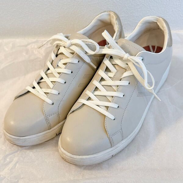 HAWKINS ホーキンス スポーツフラットライト ローカットスニーカー ヒールスニーカー 厚底 24.5cm ベージュ
