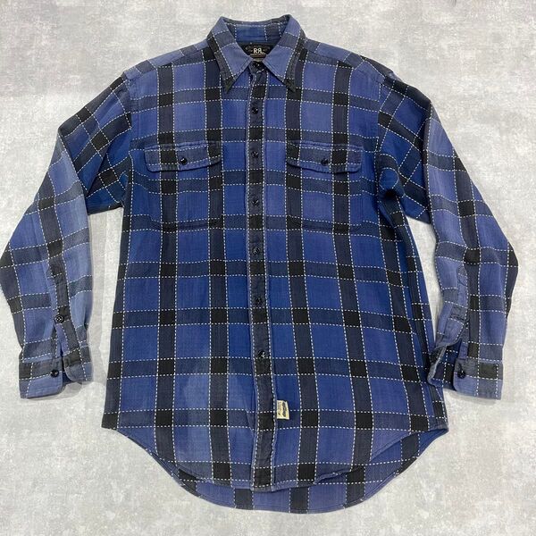 RRL 90s チェックシャツ ブルー 初期 3つ星 アメリカ製