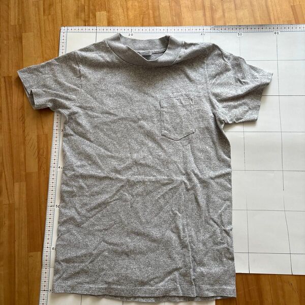 maid in USA B&H 半袖 霜降りグレー ポケットTシャツ 襟ぐり太めリブ