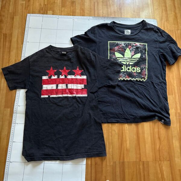 Tシャツ 古着 半袖 黒 2枚セットadidas