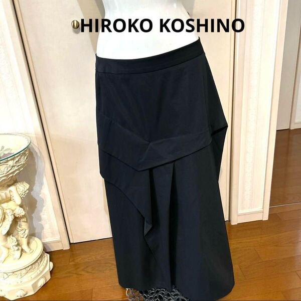 HIROKO KOSHINO デザインロングスカート BLACK