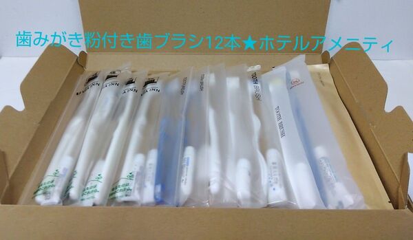 ホテルの歯ブラシ(歯みがき粉付き)*12本 ホテルアメニティ 使い捨て歯ブラシ