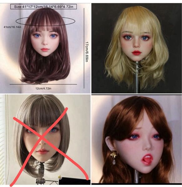 リアル ドールヘッド ウィッグ付き 等身大ヘッド 美少女 リアルドール セクシー