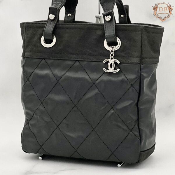 シャネル パリビアリッツ PM 肩掛け トート ブラック ココチャーム ビジネス CHANEL レディース バッグ シルバー 黒
