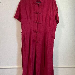 チャイナ服 チャイナワンピース 華ロリ 個性的 古着 スリット チャイナボタン 中華 赤 半袖 夏服