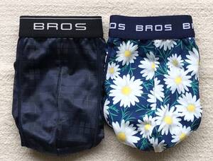 Wacoal BROS ワコール ブロス ボクサーパンツ Lサイズ チェック ネイビー×花柄 ネイビー 2枚セット ☆送料無料