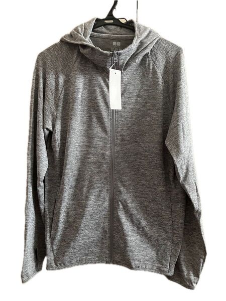 ユニクロドライ EX UVカット フルジップ パーカ(長袖)L グレータグ付き UNIQLO